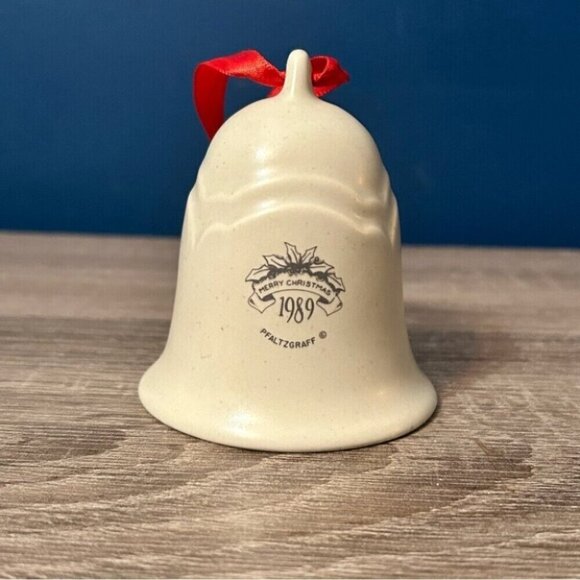 Holiday Ceramic Bell Ornament with Red Ribbon - Picture 2 of 3